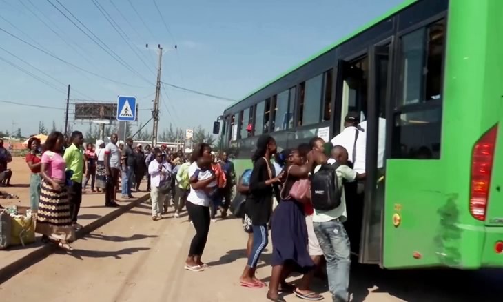 Public transport bus in Maputo, Mozambique, operating amid rising fuel prices that have prompted government subsidy measures for transport operators nationwide.