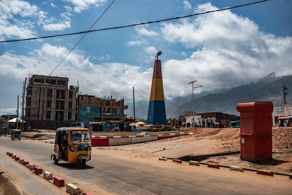 Downtown Uvira, a major city in South Kivu Province in eastern Democratic Republic of the Congo.