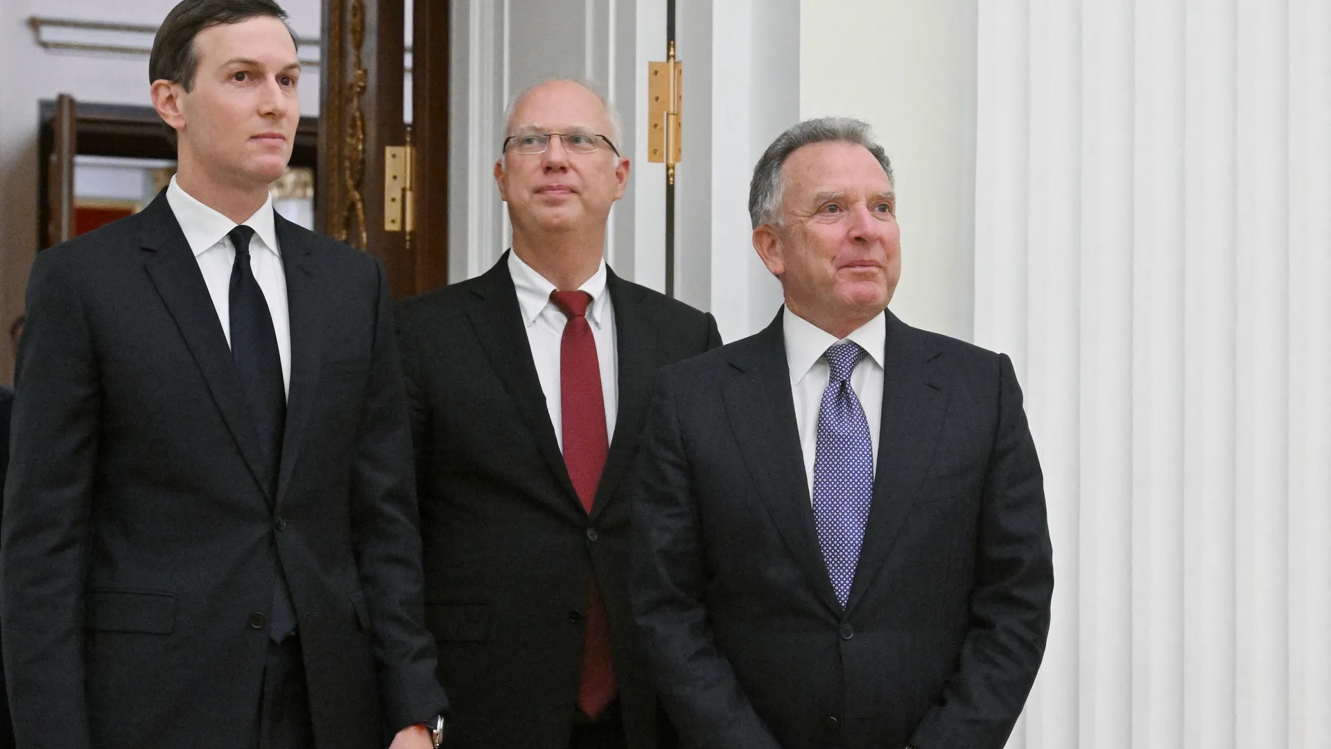 L-R: Kushner, Dmitriev and Witkoff in Moscow in December. Photo: Kristina Kormilitsyna/AFP via Getty