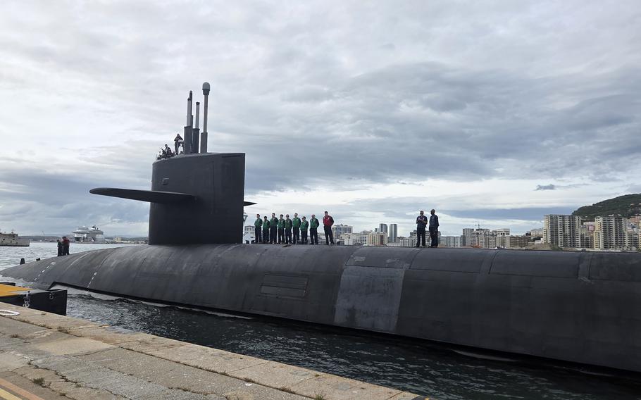 A Navy Ohio-class ballistic missile submarine arrives in Gibraltar on May 10, 2026, underscoring its role as an undetectable launch platform for ballistic missiles and the most survivable leg of the U.S. nuclear triad, according to the U.S. Navy.