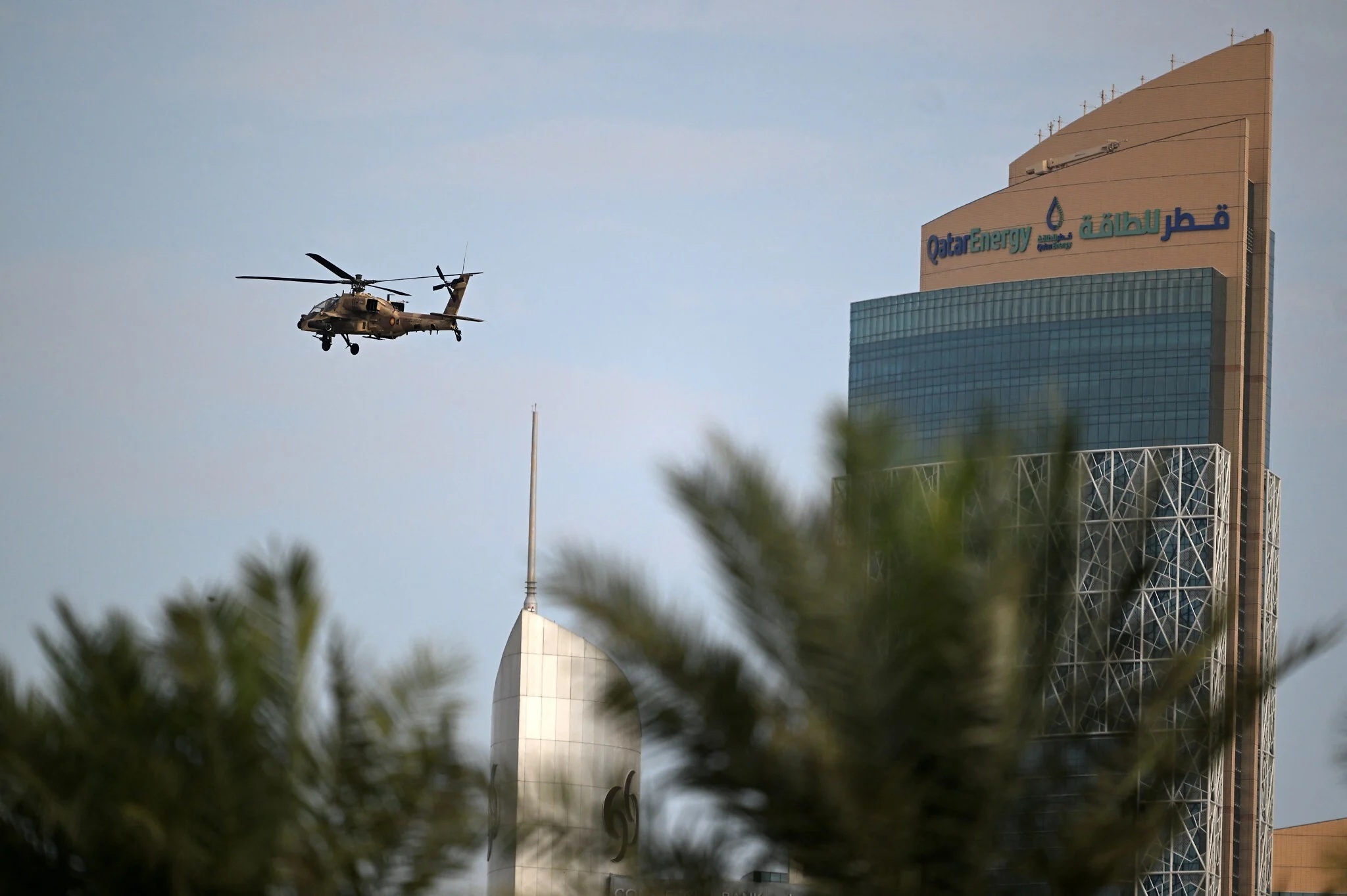 Illustrative: A helicopter, part of the Qatari Air Force, takes part in a flypast during celebrations marking Qatar National Day, in Doha on December 18, 2025. (Mahmud HAMS / AFP)