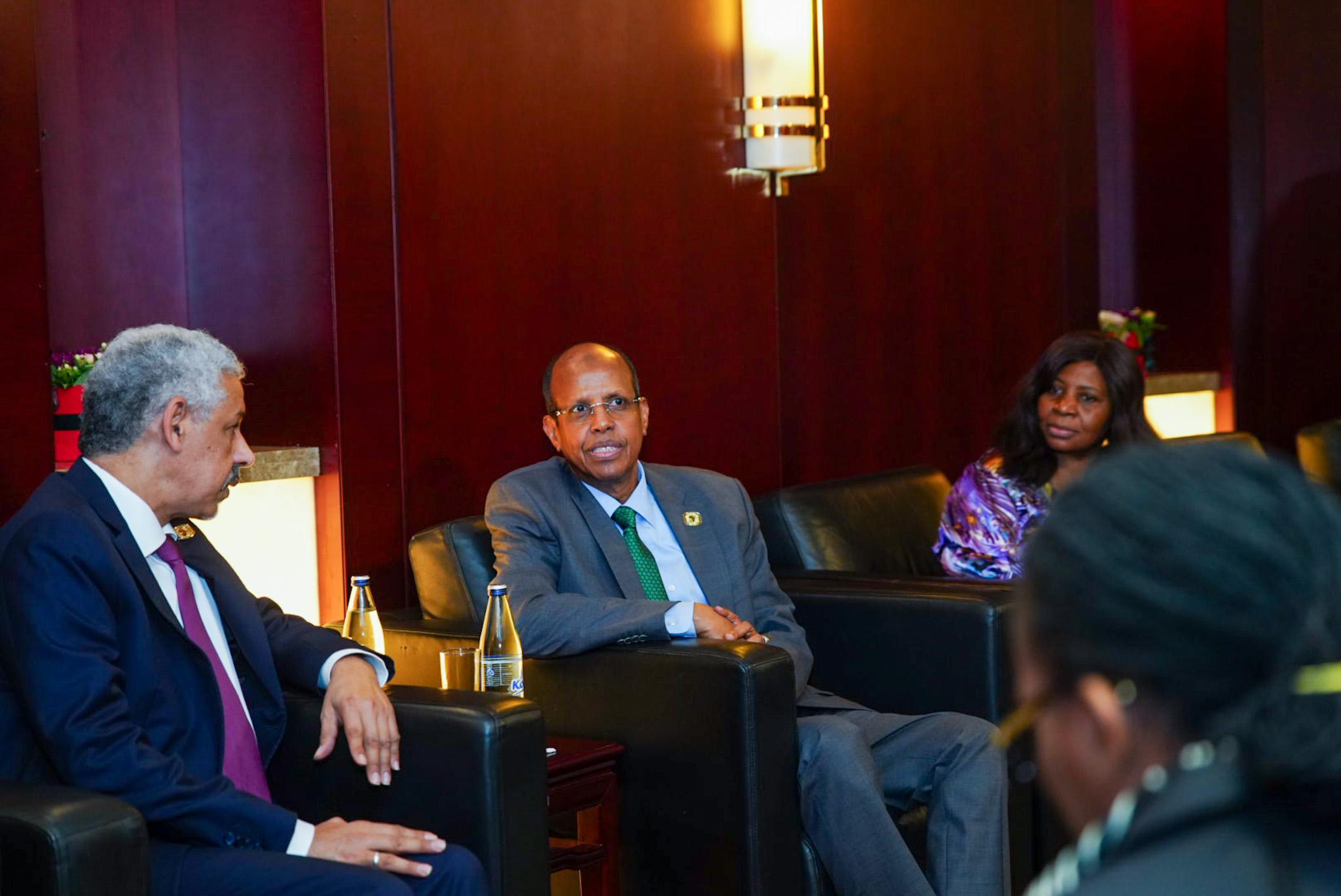 Mahmoud Ali Youssouf, the Chairperson of the African Union (AU) Commission .