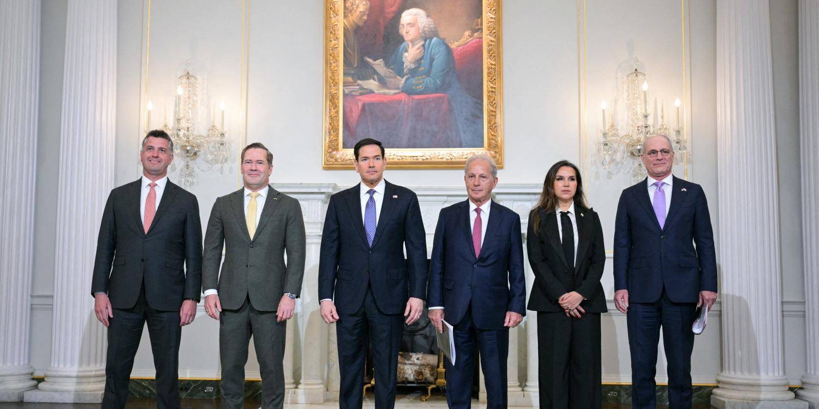Image &mdash; The participants in the talks ahead of the meeting at the State Department in Washington, DC, on 14 April 2026. Photo by Oliver Contreras / AFP via Getty Images.