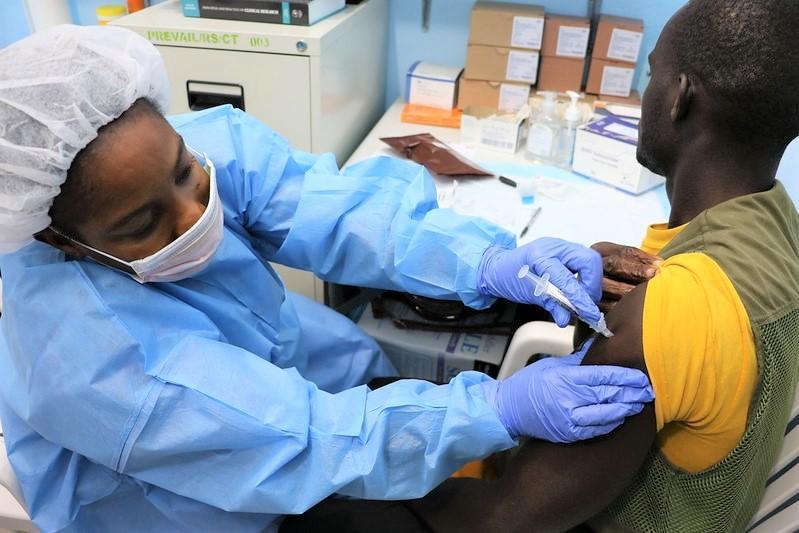 Ebola response teams in full protective gear manage screening and isolation operations at a treatment facility in eastern Democratic Republic of the Congo during an active outbreak.