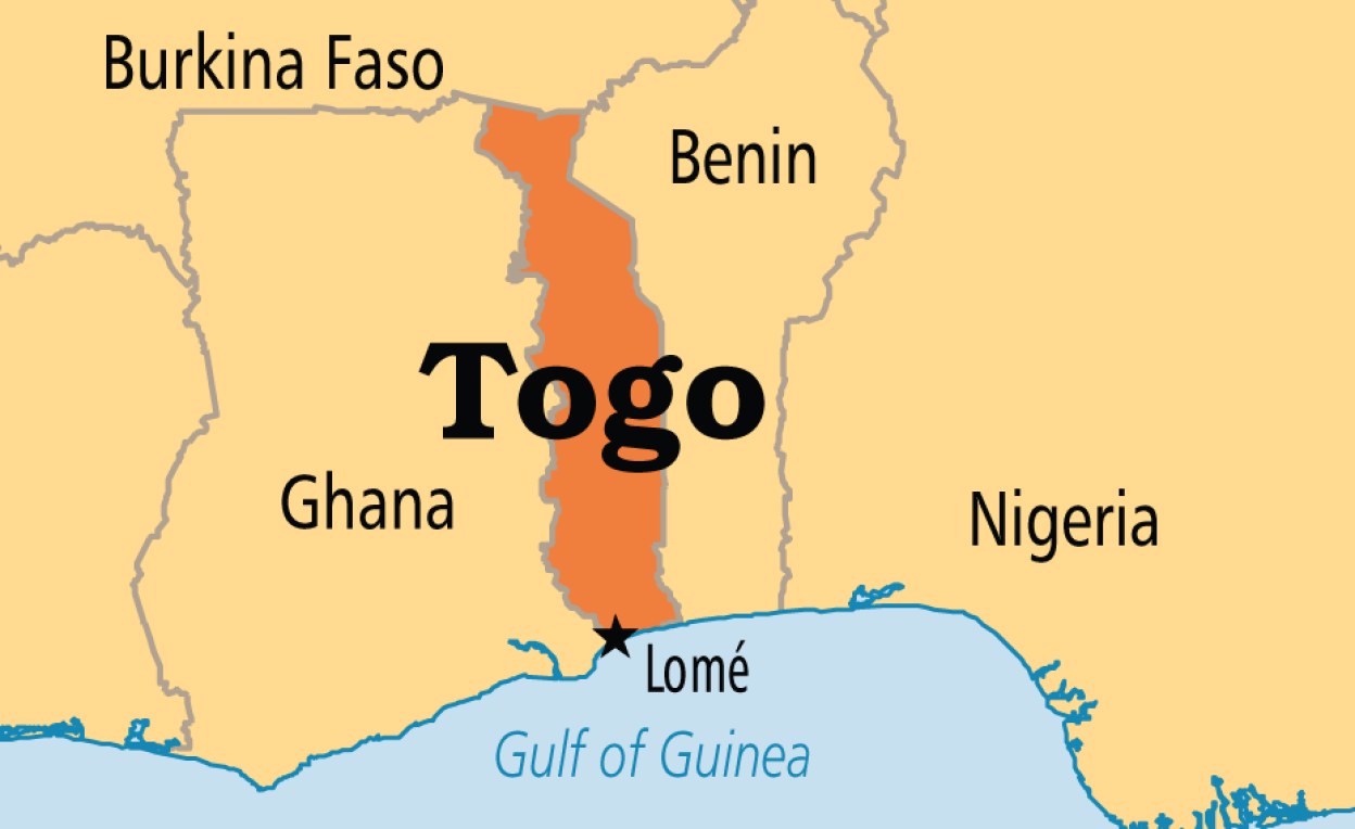 A map showing the location of Ghana and Togo.