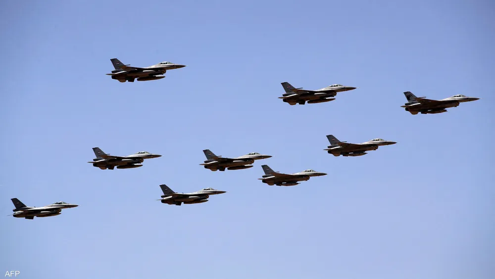 U.S. Fighter Jets in Flight Over the Middle East, Conducting Military Operations.