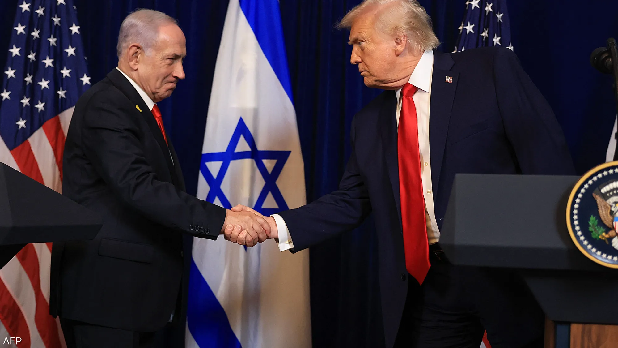 U.S. President Donald Trump and Israeli Prime Minister Benjamin Netanyahu during a meeting, amid escalating diplomatic tensions over Iran nuclear negotiations.