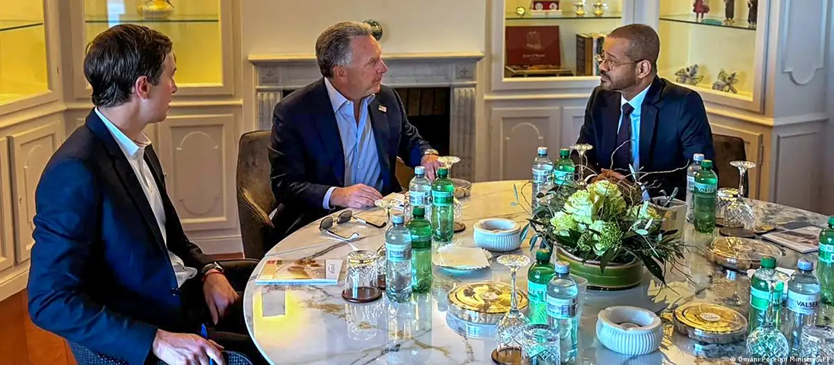 Jared Kushner, Steve Witkoff and Badr Al-Busaidi (from left to right in the picture) convened in Geneva early on Thursday