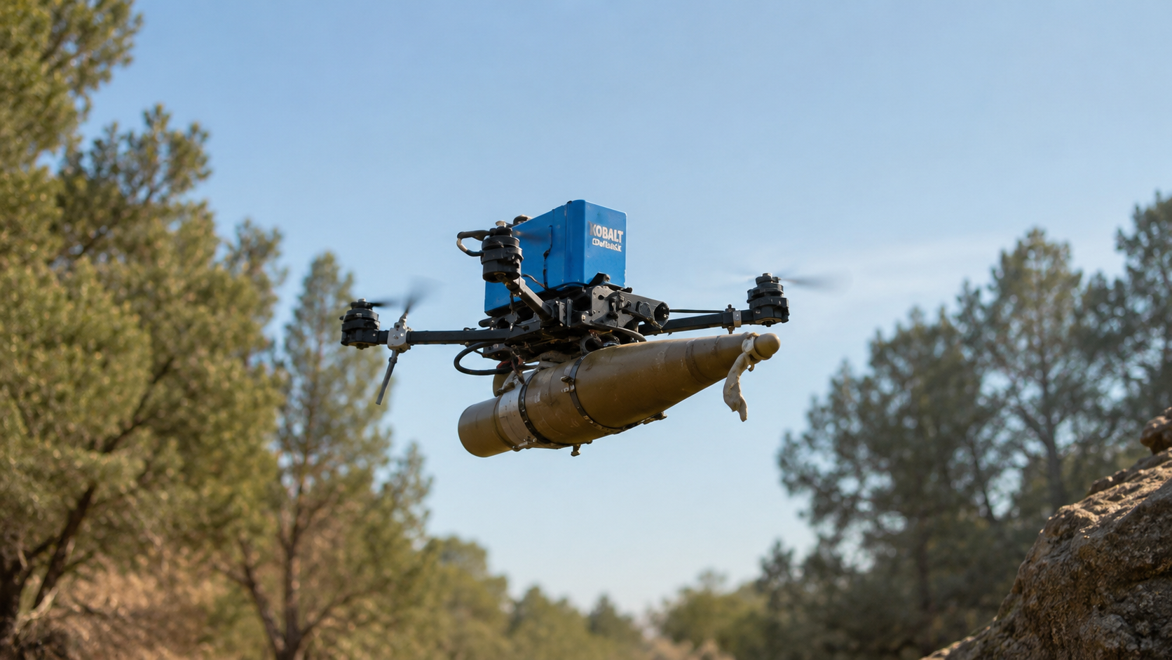 Photo shows an explosive-laden drone reportedly used in Hezbollah operations targeting Israeli military positions in southern Lebanon, amid intensified cross-border clashes on Wednesday, May 20, 2026.