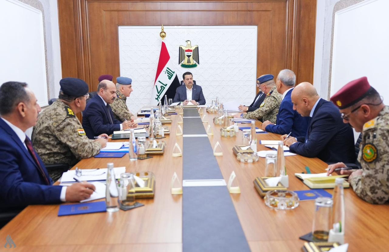 Iraqi Prime Minister Mohammed Shia' Al-Sudani chairs a security meeting in Baghdad to discuss air defense modernization and national security measures.