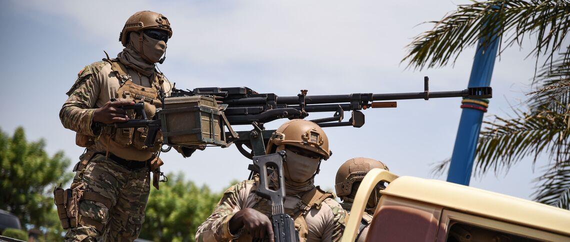 Malian Armed Forces soldiers on patrol amid rising tensions.