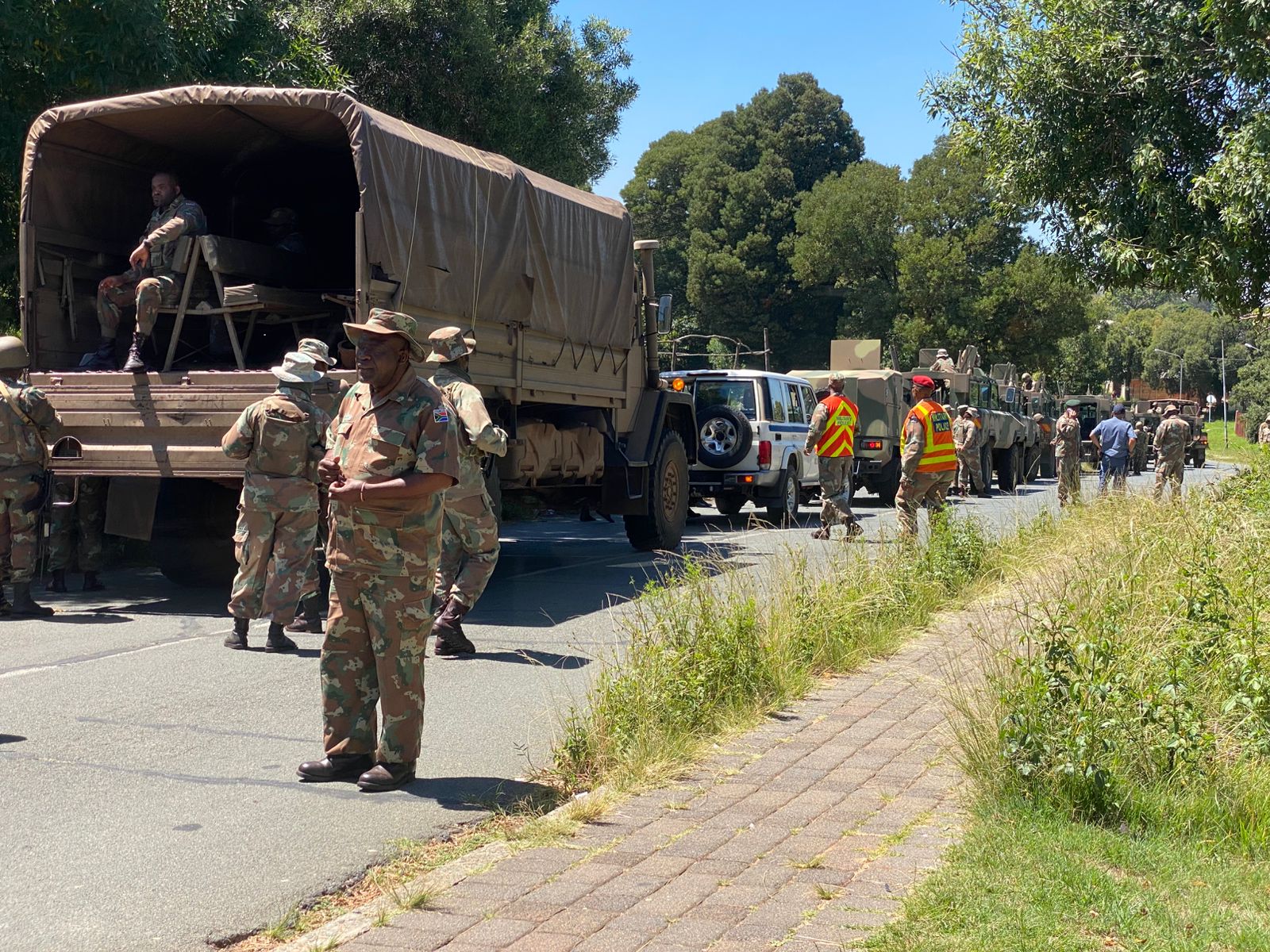 Soldiers arrive in Riverlea, Johannesburg, following President Ramaphosa's announcement last month that the military will assist police in gang and illegal mining hotspots.