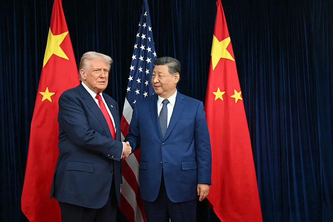 U.S. President Donald Trump shakes hands with China President Xi Jinping at the Gimhae Air Base in Busan, South Korea, on Oct. 30, 2025.Andrew Caballero-Reynolds&mdash;AFP/Getty Images