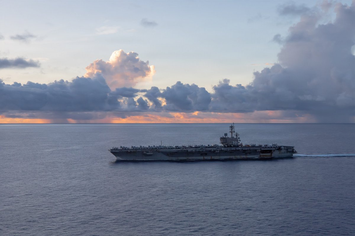 USS George H.W. Bush (CVN-77) operates alongside US naval and air forces enforcing maritime security operations and blockade measures near Iranian waters.