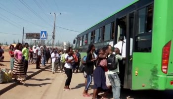 Public transport bus in Maputo, Mozambique, operating amid rising fuel prices that have prompted government subsidy measures for transport operators nationwide.