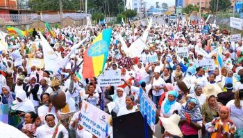 Prosperity Party supporters attend a rally in Addis Ababa as Ethiopia ends campaigns ahead of the June 1 elections.