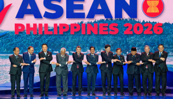 ASEAN leaders pose for a group photograph during the regional summit in Cebu, Philippines, on Friday, where member states adopted contingency measures to address the economic and energy impact of the Iran war.