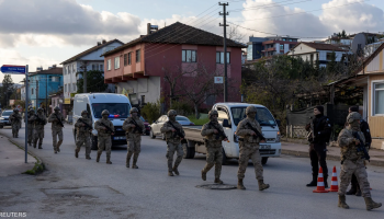 Turkish soldiers take part in an operation in Istanbul, Türkiye, amid a municipal corruption probe.
