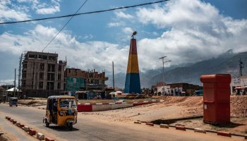 Downtown Uvira, a major city in South Kivu Province in eastern Democratic Republic of the Congo.