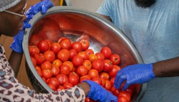 Fresh tomatoes displayed at a local market in Accra, Ghana, as traders respond to renewed cross-border supply flows from Burkina Faso.