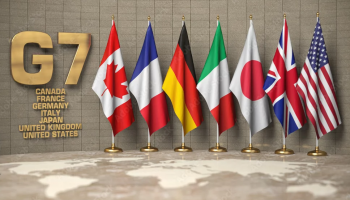 Flags of G7 member states.