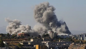 Smoke rises from southern Lebanon following an Israeli airstrike; emergency crews moved into the area shortly after impact to assess damage and begin response operations.