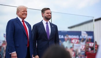 U.S. President Donald Trump and Vice President James David Vance photographed together at an official event.