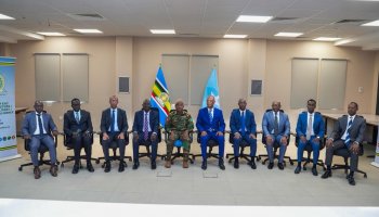 EAC military intelligence chiefs from eight member states are seen during a closed-door session in Mogadishu on April 29–30, 2026, where they convened to review regional security developments and strengthen intelligence cooperation across East Africa.