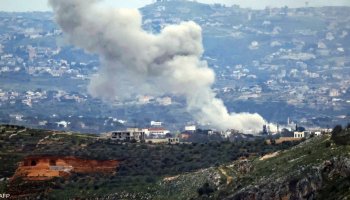 Smoke rises over southern Lebanon after Israeli airstrikes.