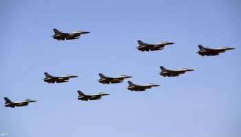 U.S. Fighter Jets in Flight Over the Middle East, Conducting Military Operations.