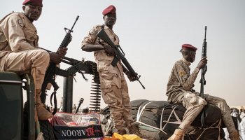 Members of Sudan's Rapid Support Forces (RSF) during a deployment in Darfur amid the ongoing conflict and humanitarian crisis in western Sudan.