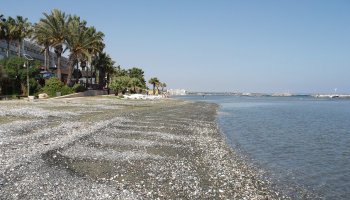 Oroklini Beach in Larnaca Cyprus is a coastal area in the eastern Mediterranean known for its breakwaters and shifting sea currents.