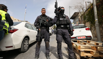 Israeli security personnel secure an area during an ongoing counterintelligence investigation.