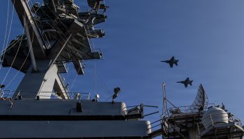 Strike Fighter Squadron (VFA) 151 launches aircraft during flight operations aboard USS Abraham Lincoln (CVN 72) in the Arabian Sea on Feb. 27, 2026.