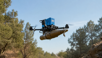Photo shows an explosive-laden drone reportedly used in Hezbollah operations targeting Israeli military positions in southern Lebanon, amid intensified cross-border clashes on Wednesday, May 20, 2026.