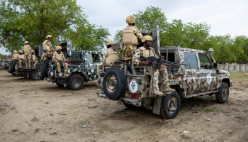 Nigerian Armed Forces personnel conduct a security operation in an ongoing effort to combat armed groups and restore stability in affected regions.