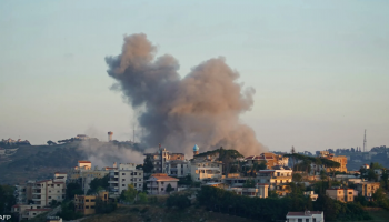 Flames rise over Beirut's southern suburbs, Lebanon, after Israeli airstrikes hit the Dahiya area following reported drone incursions.